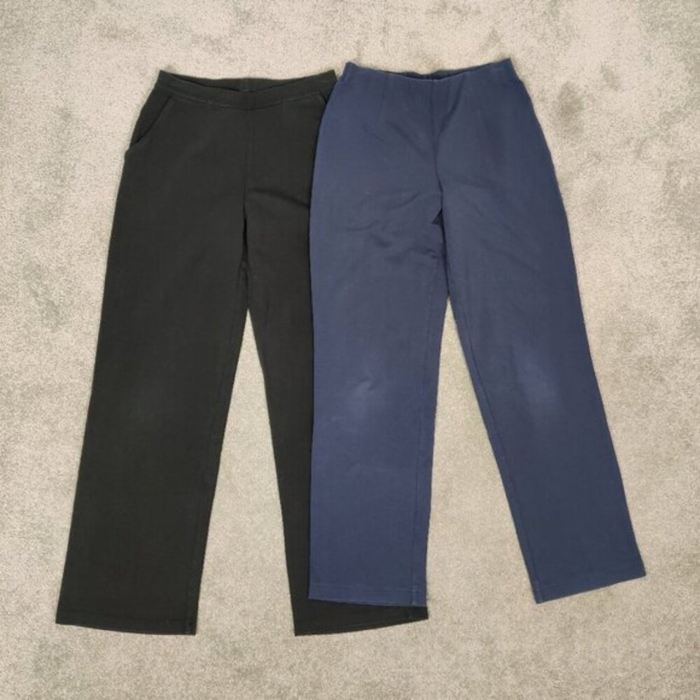 L.L. Bean Women's Straight Pants Two Pcs Size XS PET Blue Black Cotton Stretch